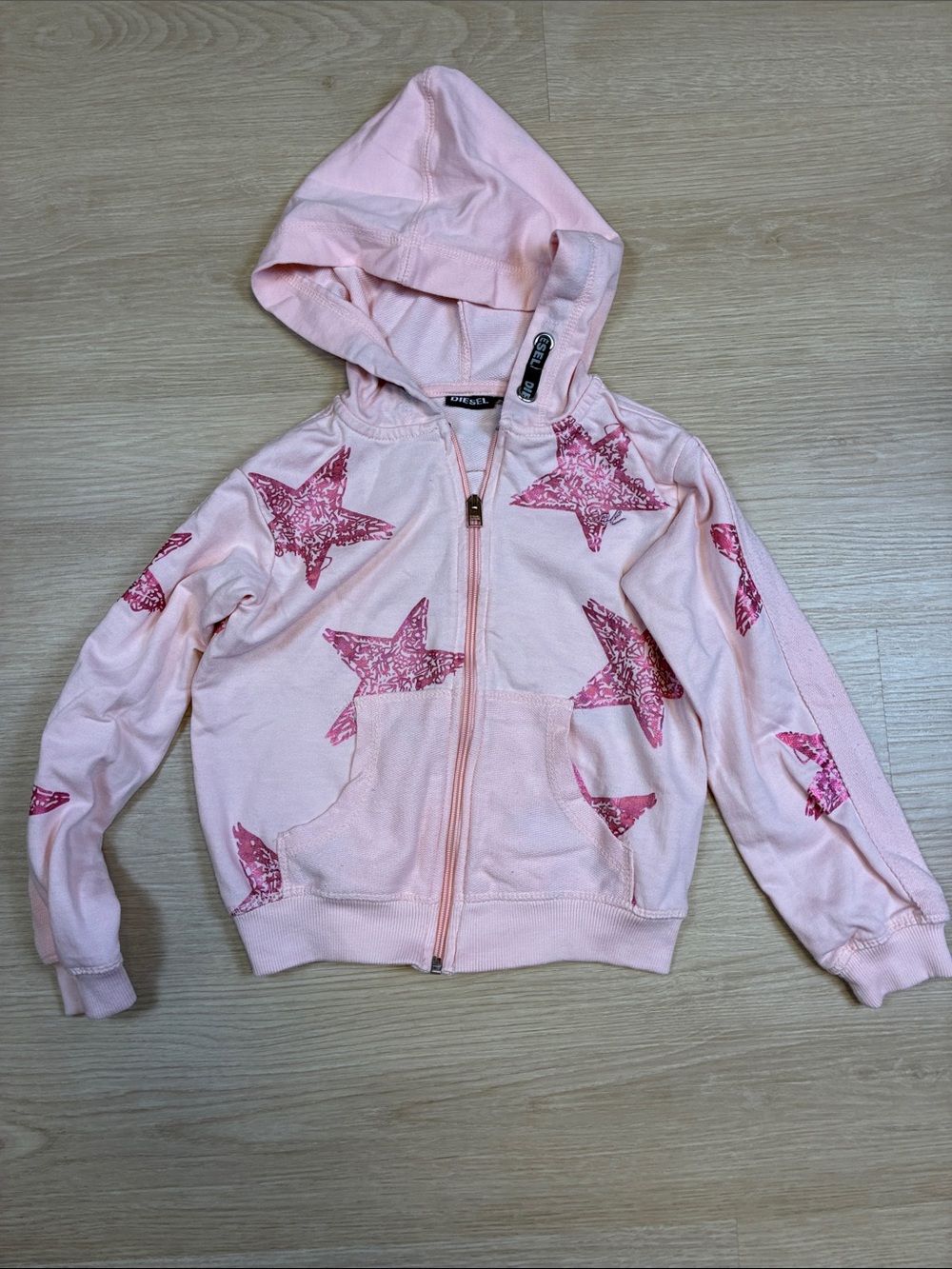Diesel Girl’s 6X Metallic Pink Star Zip-Up Hoodie Sweatshirt